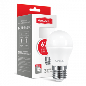 Светодиодная лампа Maxus 1-LED-542 G45 E27 6W (50W) 4100K 220V
