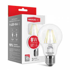 Светодиодная лампа Maxus filament 1-LED-566 A60 E27 8W (60W) 4100K 220V