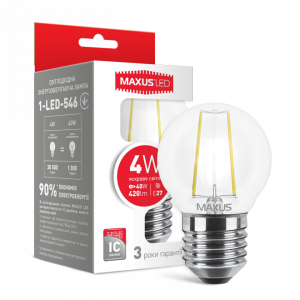 Светодиодная лампа Maxus filament 1-LED-546 G45 E27 4W (40W) 4100K 220V