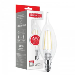 Светодиодная лампа Maxus filament 1-LED-540 C37 TL E14 4W (40W) 4100K 220V