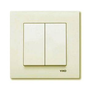 Выключатель двухклавишный VIKO серия KARRE, цвет кремовый