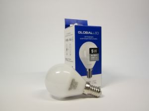 Светодиодная лампа Global 1-GBL-144, G45 F, 5W (50W), 4100K, E14, 220V AP